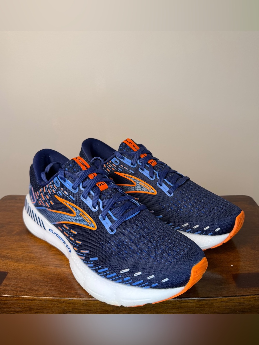 Brooks Glycerin GTS 20 Men’s 8.5 D Blue Orange Running Shoes 1103831D444